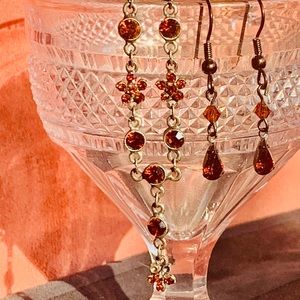 Bellagio Crystals Amber Earrings Necklace Set